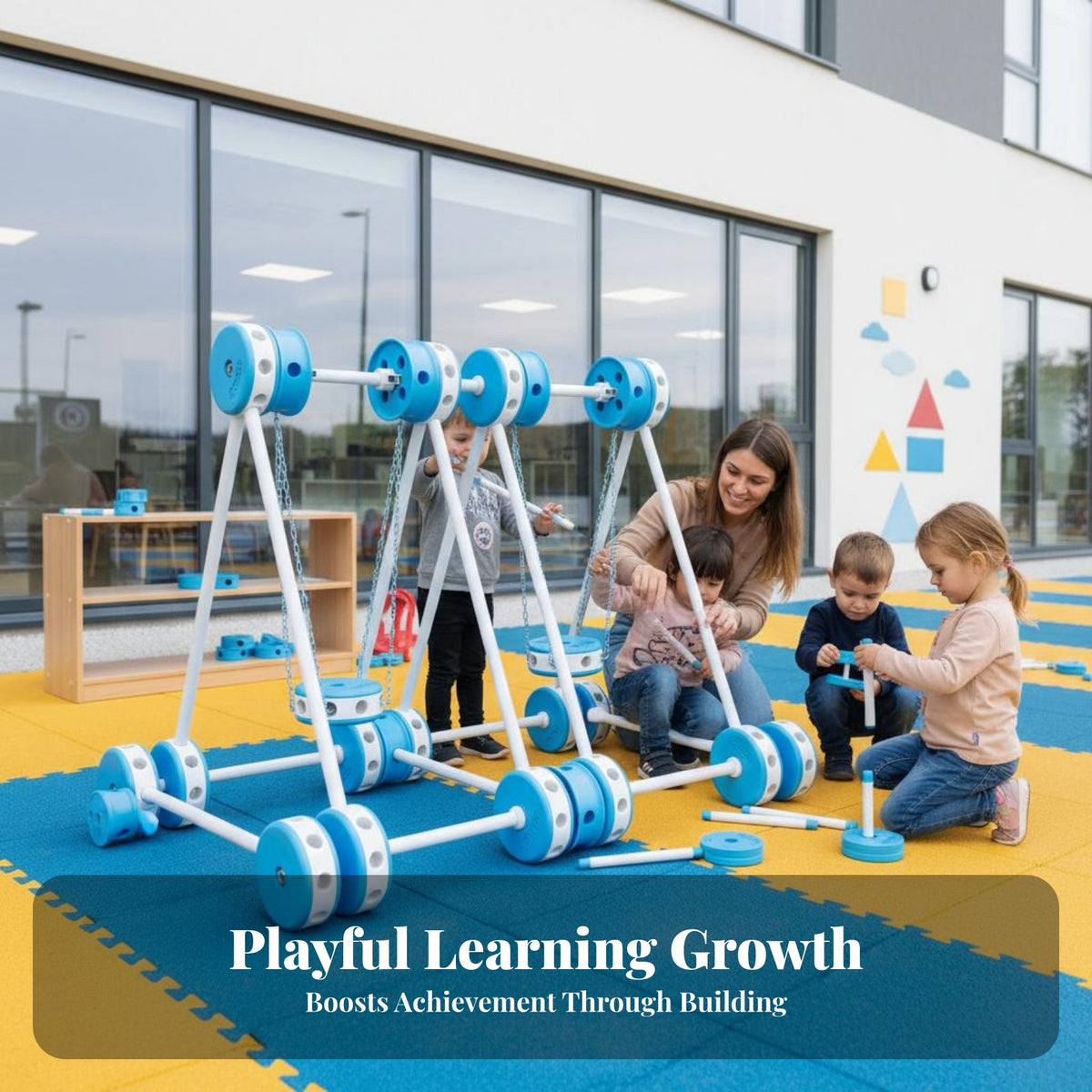Outdoor Physical Activity Playset Promotes Teamwork Modular Playground Construction Set Colorful Design Kids Large Building Blocks for Preschoolers