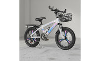 Shock Absorbing Front Fork Student Cycle with Disc Brakes High-Carbon Steel Frame Kids Mountain Bike Anti-Slip Tires Children's Cycle with Basket Lightweight Metal Alloy Wheels for Girls