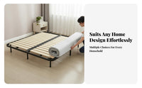 Slatted Bed Frame Foldable Design Mattress Base Sturdy Construction Bedroom Furniture for Residents, Renters, Guest Room, Apartment, Home