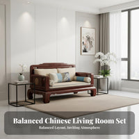 Chinese Design Sofa Set Classical Elegance Rosewood Furniture Set Odorless Paint for Collectors, Homeowners, Lounge Area, Villa, Study