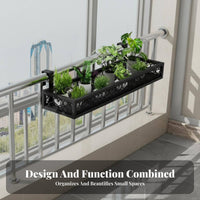 Hanging Design Railing Planter Holder Space-Saving Balcony Railing Basket Adjustable fasteners plant holder Anti-Rust for Plant Lovers, Apartment Dwellers, homeowners, Windowsill, Fence, Patio, Porch