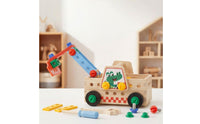 Wooden Truck Tool Set Fine Motor Skills Wooden Tool Truck Toy Built-in Storage Pretend Repair for Preschoolers, Young Children, Kindergarten