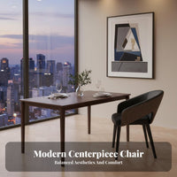 Italian Minimalist Design Curved Back Dining Chair Ergonomic Backrest Upholstered Dining Chair Sturdy Construction Metal Leg Armchair Versatile for Restaurant Owners, Hotel Managers, Interior Designers, Living Room, Cafe, Reception Area