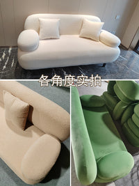 北欧ins风网红沙发客厅现代轻奢女服装店设计师羊羔绒直排小沙发 科技布：单人