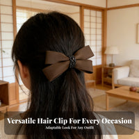 Knot Hair Barrette Korean Design Silk-Like Knot Metal Clasp Barrette Elegant Design Easy To Use for Aviation Attendants