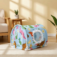 Pet Tunnel with Window Open-Bottom Arched Pet Shelter Cozy Tunnel for Guinea Pigs, Dwarf Bunnies, Cages, Playpens