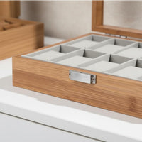 Bamboo Watch Collection Box Clear View Lid Wooden Watch Box Individual Organizer Debris-Resistant Removable Pillows for Men
