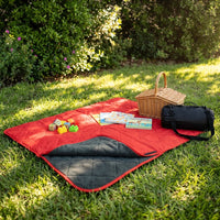 Picnic Blanket and Waterproof Camping Mat for a Family Picnic, Thickened Polyester Beach Blanket with Fleece Lining, Large Foldable Carry Bag