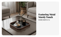 Tableware Spill Resistant Easy to Clean Decorative Tray Leather Edged Wood Tray