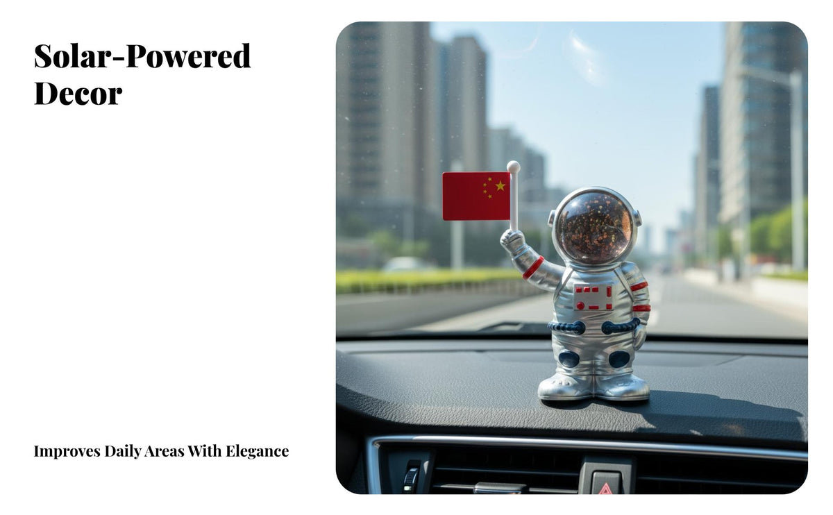 Space Themed Solar Powered Astronaut Figurine Swinging Arm Astronaut Dashboard Decoration Cute and Funny for Collectors, Desktop, Study Desk