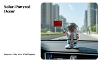 Space Themed Solar Powered Astronaut Figurine Swinging Arm Astronaut Dashboard Decoration Cute and Funny for Collectors, Desktop, Study Desk