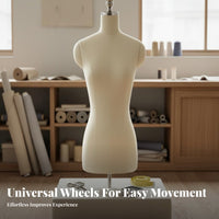 Male Suit Form Sturdy Metal Base Male Mannequin Torso Detachable Shoulders Half Body Mannequin Stand for Tailors, Shop Displays, Design Studios