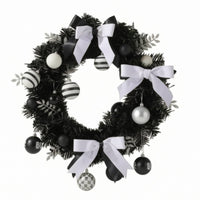 Fir Wreath with Ornaments Gothic Door Wreath with Ribbons Decorative for Homeowners, Halloween