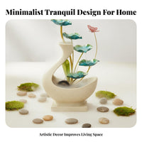 Housewarming Gift Circulating Water Ornament Minimalist Design Cascading Tabletop Fountain Good Luck Charm LED Light Water Feature Soothing Sounds for Feng Shui Enthusiasts, Meditation Practitioners, Tea Room, Entryway, Desktop, Office