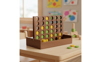 Four in a Row Game Educational Wooden Four in a Row Game Parent Child Interaction for Preschoolers, Home