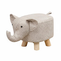 Cartoon Animal-Shaped Stool Solid Wood Legs Cartoon Footstool Playful Design Animal Shaped Stool for Young Children, Playroom, Living Room