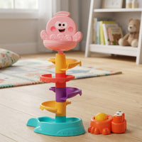 Ball Launcher Toy with Five Balls Multi-Level Ball Drop Structure with Launcher Spiral Track Structure Textured Easy to Grip