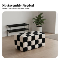 Nordic Design Checkerboard Cube Pouf Multi-Purpose Ottoman Sturdy Footstool Lightweight for Interior Design Enthusiasts, Young Adults, Gift Givers, Living Room, Entryway, Bedroom, Lounge