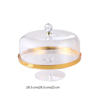 Cake Stand with Dome Faceted Cloche with Pedestal Clear for Cafes, Hosts, Bakers