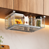 Under-shelf Wire Basket, Extendable, Stainless Steel, Kitchen Storage, Hanging, 21cm×35-59cm×13cm