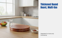 Durable Ironwood Butcher Block, Thick Antibacterial Round Cutting Board for Home and Restaurant