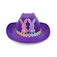 Easter Egg Decorated Hat Adorable Design Easter Cowboy Hat Lightweight for Girls