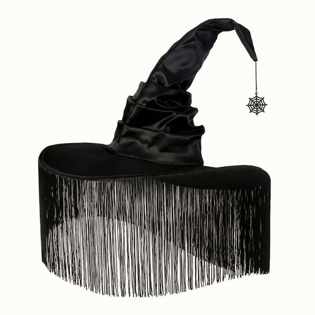 Halloween Witch Hat with Fringe Pointed Witch Hat Spooky Headwear Festive for Costume Parties