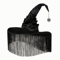 Halloween Witch Hat with Fringe Pointed Witch Hat Spooky Headwear Festive for Costume Parties