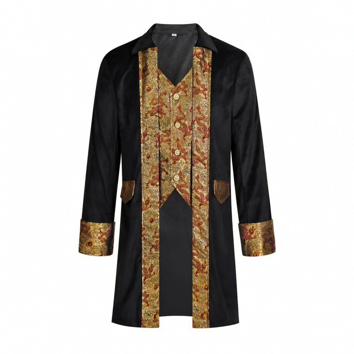 Court Coat with Brocade Panels Gold Trimmed Pirate Coat Costume Authentic Medieval Pirate Jacket for Actors