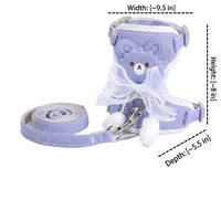 Retractable Dog Leash and Harness Set for Small Pets, Soft Bow Harness Leash for Walking and Training, Puppy Leash and Vest for Daily Outings