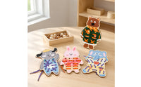 Punched Holes Animal Threading Board Fine Motor Skills Wooden Lacing Board Finger Dexterity Learning Toy Hand-Eye Coordination