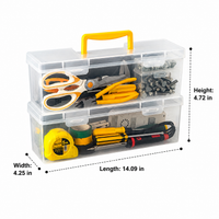Compartment Storage Box, Craft Storage Organizer with Handle, Stackable Translucent Bead Storage for Building Blocks, Screws & Parts