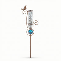 Decorative Bird Rain Gauge with Metal Stake Easy to Read Glass Rain Gauge with Metal Stake Attractive Beautiful for Gardeners