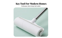 Tear-remove Sheets Long-Handled Sticky roll Multi-Surface Use Long-Handled fuzz sticky roll Extendable Handle Household Cleaning Tool With shielded Cover for Pet Owners, homeowners, Tall People, Bedding, Floors, Bedroom, Carpets