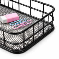 Storage Baskets for Shelves with Stainless Steel Metal Mesh Design, Large for Office Desk and Bathroom Organization
