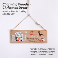 Wooden Hanging Sign Merry Christmas Indoor Outdoor Festive Wooden Plaque for Christmas Tree Ornament Rustic Aesthetic Jute Rope Hanger