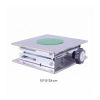 Stainless Steel Scissor Lift Platform Square Top Manual Lifting Platform Polished Finish Laboratory Lift Stand Green Pad for Scientists, Equipment Setup