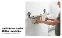 Drillno-Drill Installation Suction Cup Towel Bar No Drilling Required Towel Rack Rust-Proof Bathroom Hardware Rustproof for Homeowners, DIY Beginners, Families, Restroom, Shower Area, Toilet, Kitchen