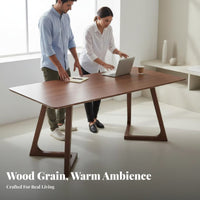 sturdy Wood Construction Rectangular Dining Table with Six Chairs Walnut Color Household Furniture Modern design and design Minimalist Design for Families, homeowners, Adults, Office, Kitchen, morning dining area, Restaurant