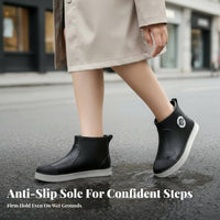 Ankle Rain Boots Fashionable Design Short Rain Boots Stylish Waterproof Ankle Booties for Adults, Students, Rainy Days, Commuting, Outdoor