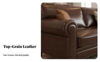 3-Seater Lounge Genuine Leather Deep-Seat 3-Seater Sofa Retro Design Living Room Furniture for Apartment Dwellers, Homeowners, Den, Office, Bedroom