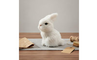 Lifelike Bunny Statue Cute Downy Hare Ornament Easter Decoration for Bookshelf