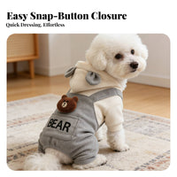 Full Body Coverage Four-Legged Pet Overalls Easy On Remove 4-Legged Fleece Dog Onesie Adjustable Fit for Cats, Daily Wear, Indoor Use