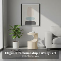 Wabi-Sabi aesthetic Round Pedestal Table Japanese Inspired Nightstand Cream Colored Household Furniture Minimalist Design for Apartment Dwellers, Homeowners, Students, Living Room, Bedroom, Small Spaces, comfortable nooks