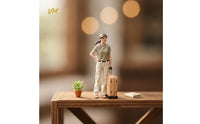 Journeyer Figurine Highly Detailed Miniature with Suitcase Realistic for Diorama, Desktop Decor