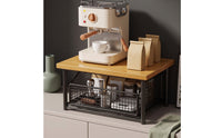 Countertop Organizer with Wire Basket Space Saving Storage Rack Heavy Duty Countertop Riser with Shelf for Office Breakroom