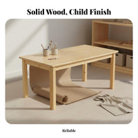 Multi-Functional Kindergarten Table and Chairs Child-Friendly Design Solid Wood Kids Activity Table Set Rounded Corners Wooden Study Desk and Chair Set Stable Structure for Preschoolers, Toddlers, Parents, Preschool, Daycare Center, Playroom