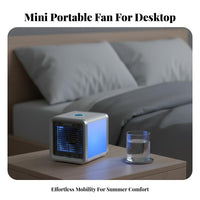 Cools and Humidifies Mini Evaporative Cooler Quiet Operation Desktop Air Cooler Compact Design for Students, Drivers, Bedroom, Dorm, Car