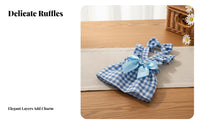 Cute Bowtie Plaid Dog Dress with Ruffled Straps Cat Princess Dress Soft Material for Young Canines, Small Dogs, Parties, Birthdays