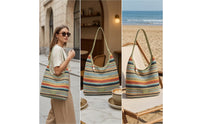 Lightweight Straw Tote with Tassel Casual Beach Tote with Tassel Soft Handbag Comfortable for Women